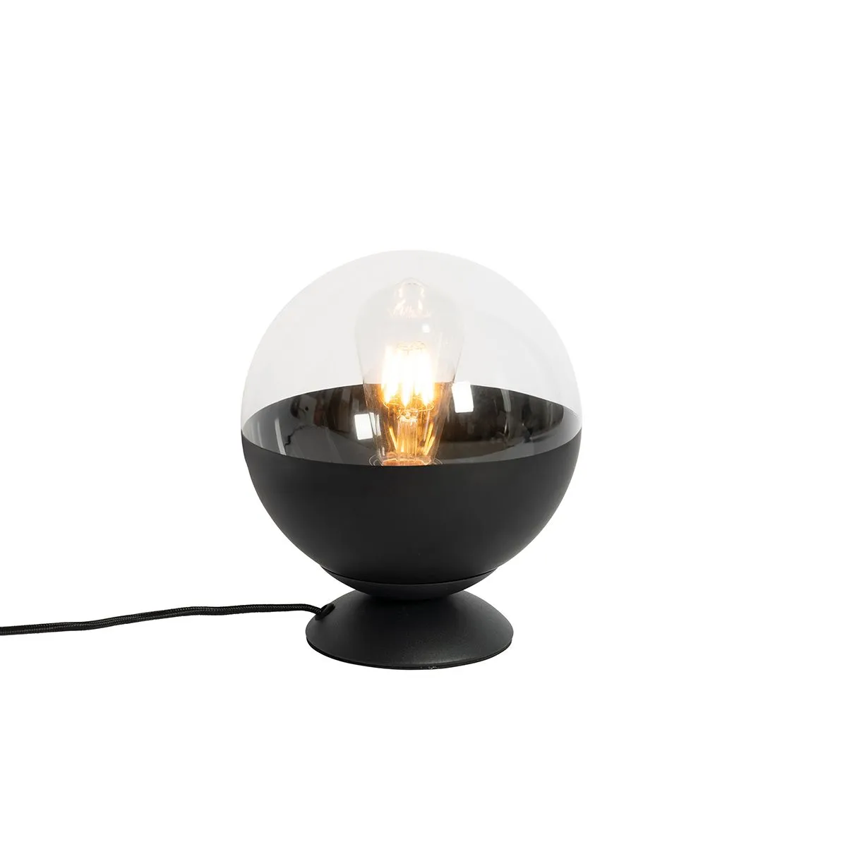 Lampe de table rétro noire avec verre clair - Eclipse