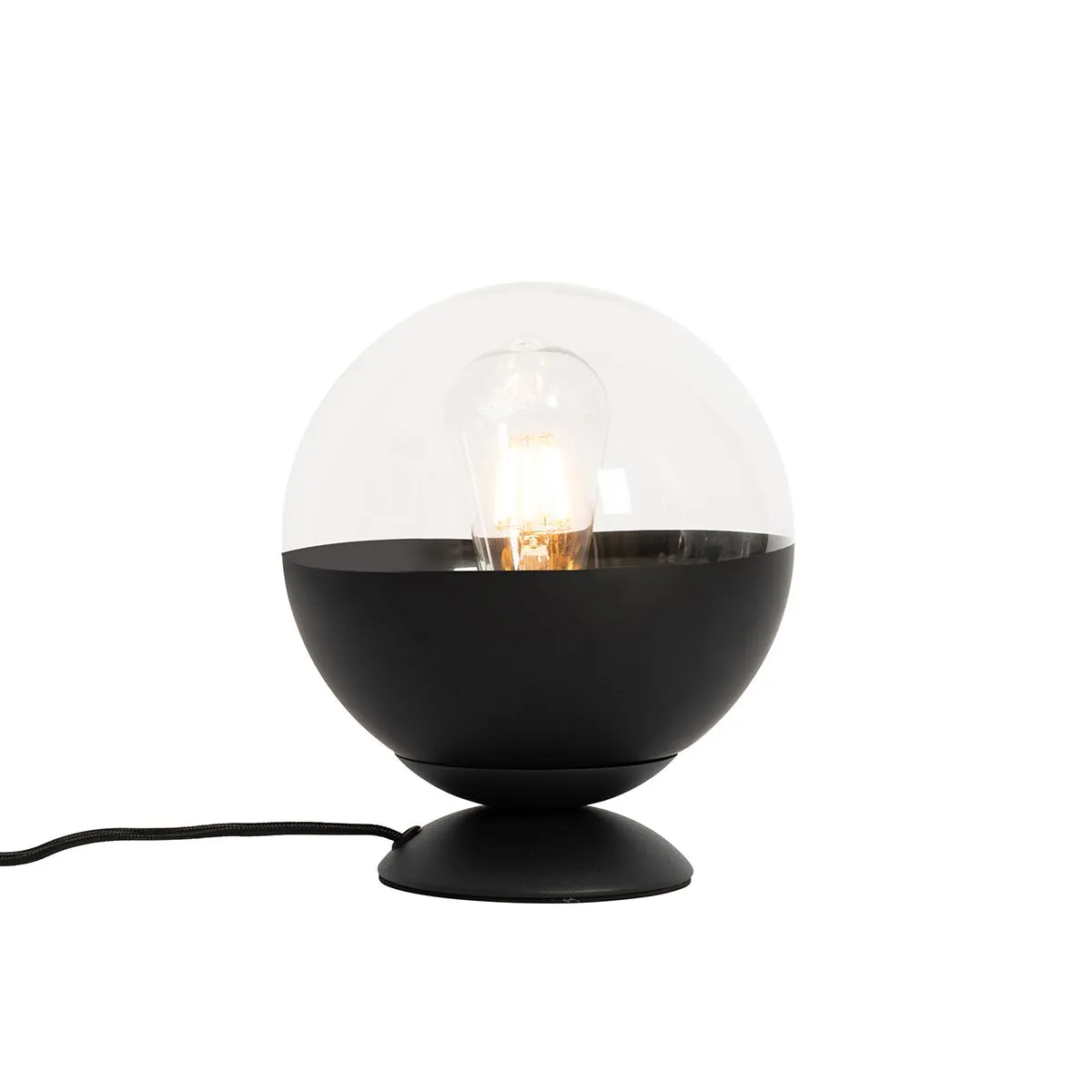 Lampe de table rétro noire avec verre clair - Eclipse