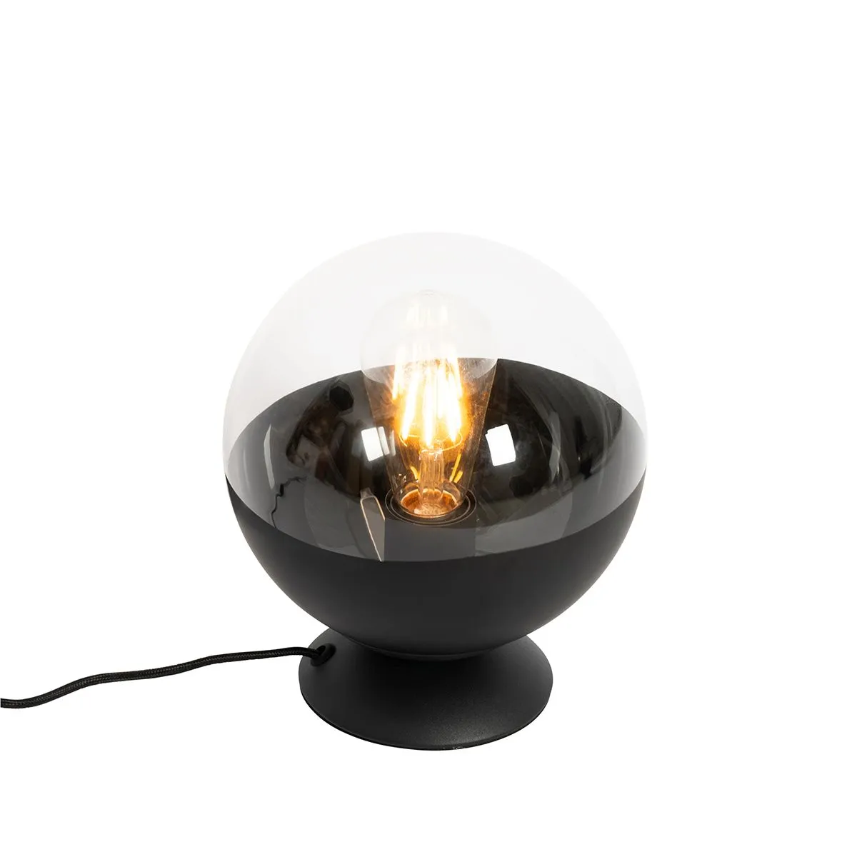 Lampe de table rétro noire avec verre clair - Eclipse