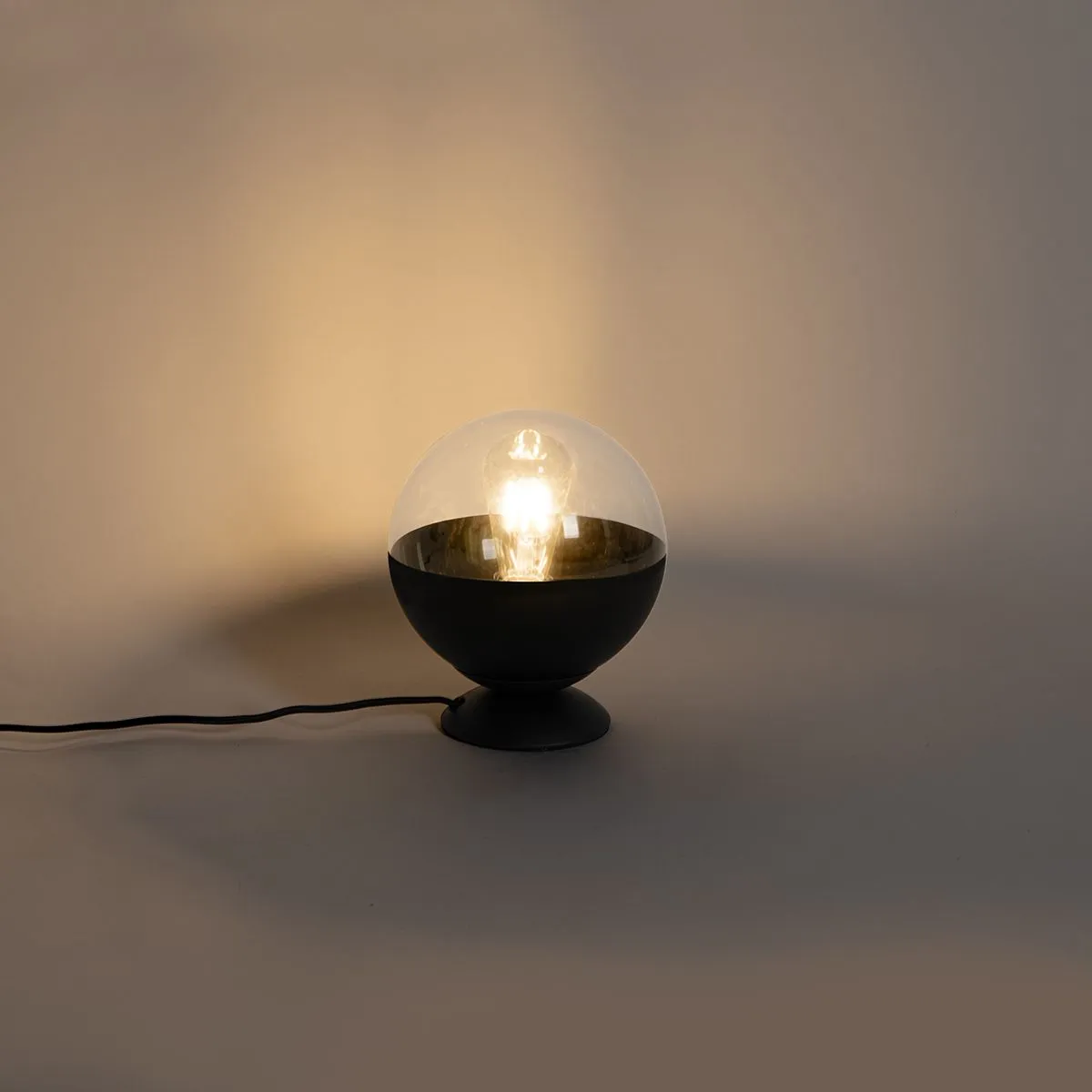 Lampe de table rétro noire avec verre clair - Eclipse